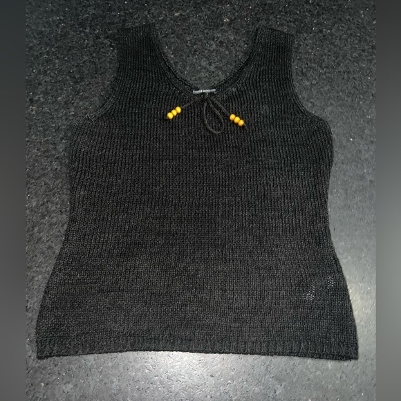 NWOT DEBBIE MORGAN BLACK STRETCHY KNIT SWEATER TANK TOP SZ M - Picture 1 of 8